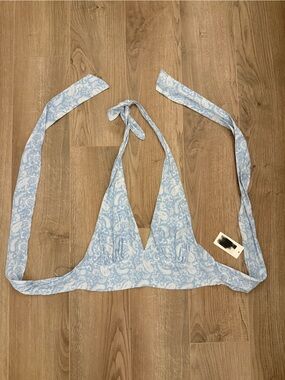 Light Blue Paisley Halter Top